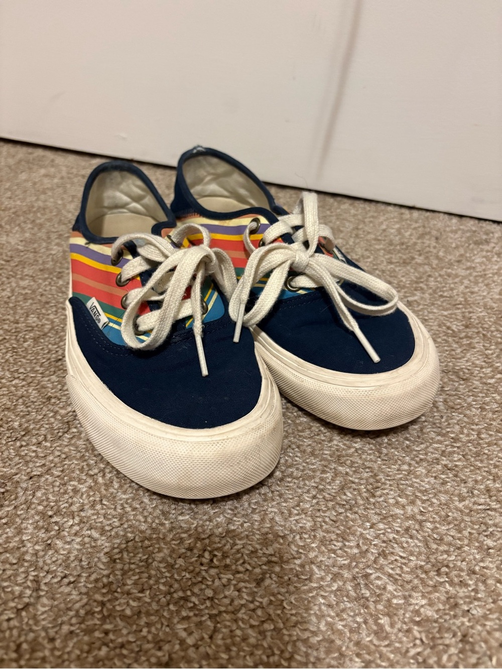 Vans Authentic Low Top Sneaker - Navy with Rainbow Stripes